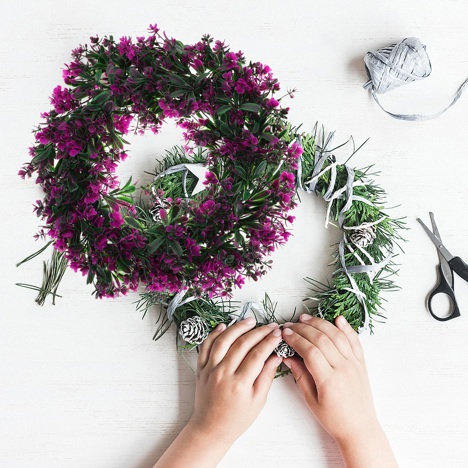 

Artificial Plant Wreath Floral Hoop Decor Hanging Faux Flowers Decoration Decorative Party