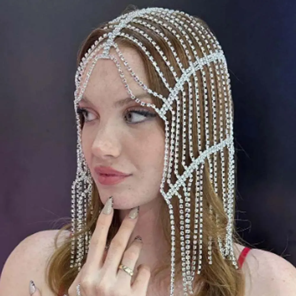 Stonefans Tassel Headpiece Head Chain Wedding Flapper Rhinestone Bridal Fashion Hair Accessories Women Dress 1920s Costume Gifts