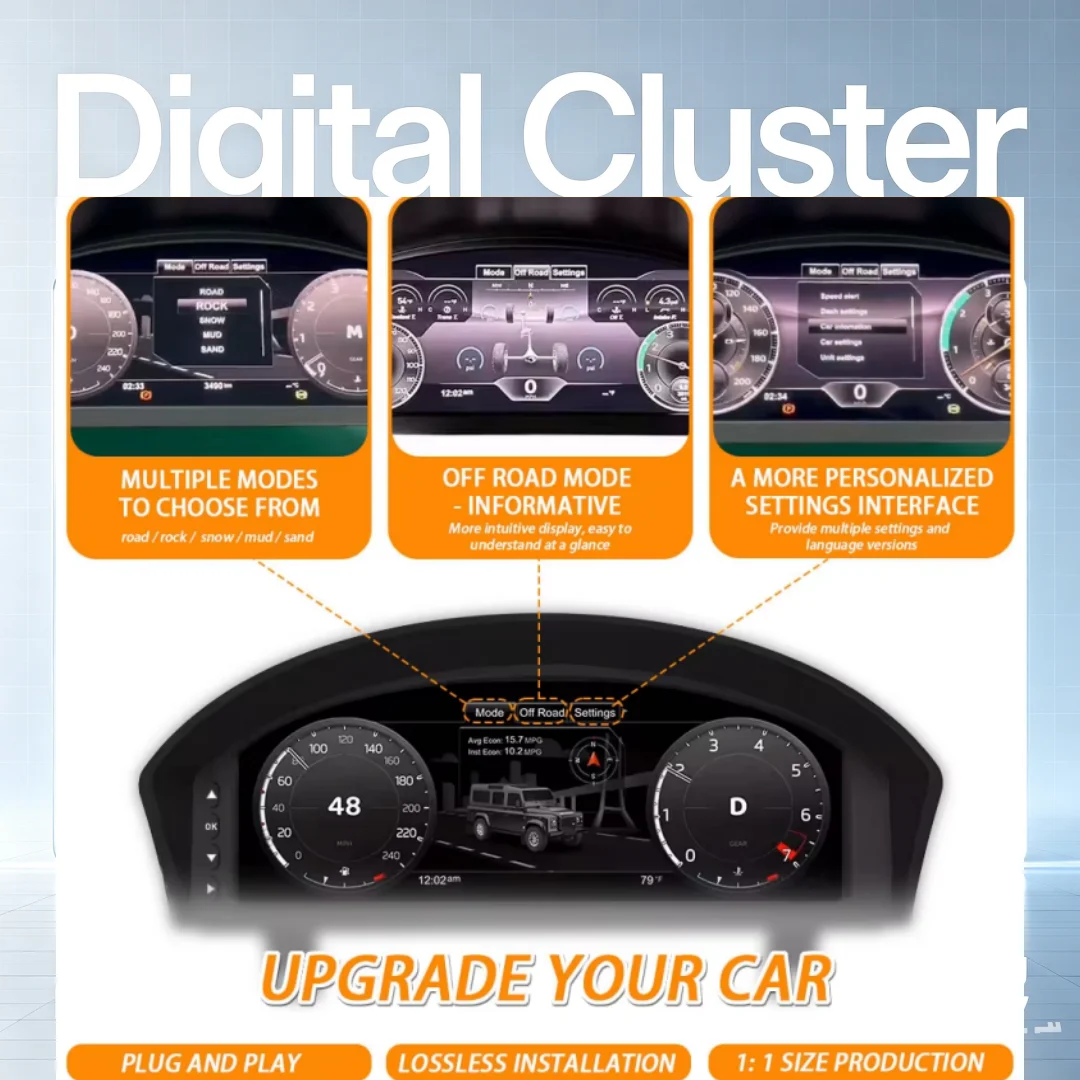 12.3'' Dashboard For Land Rover Defender 2011 - 2013 2014 2015 2016 Car Digital Cluster Virtual Cockpit Instrument Speedometer