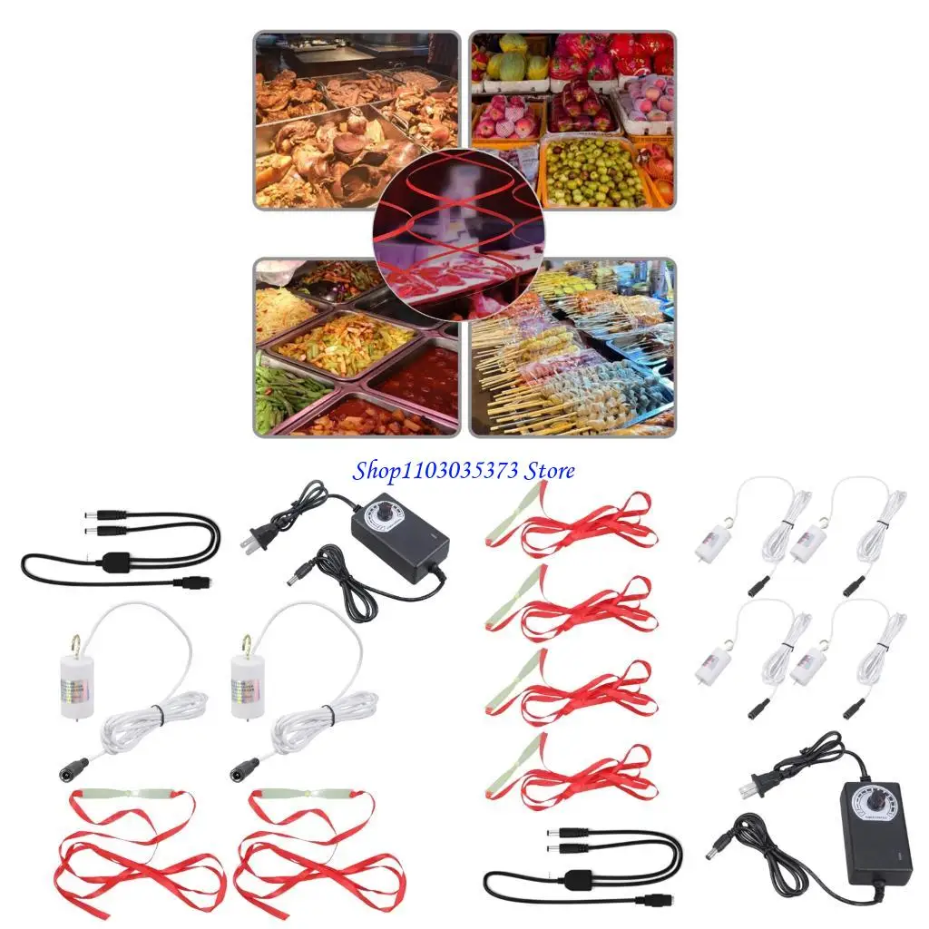 D46B Fly Fly Phoil Plastic Fan مع إمدادات الطاقة 12V2A لشركات الخدمات الغذائية