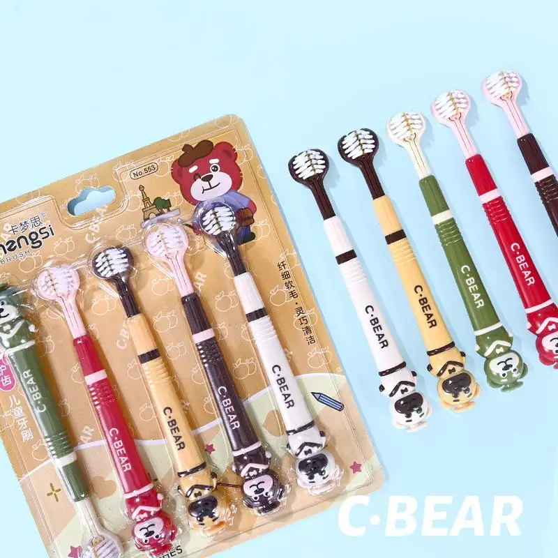 

Новинка, 5 шт., щетка с приподнятым покрытием языка, мягкая щетина, зубная щетка, детская 3-сторонняя зубная щетка с допамином для комплексной чистки