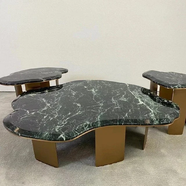 Italian light luxury, water lily special shape, marble coffee table designer, combination coffee table