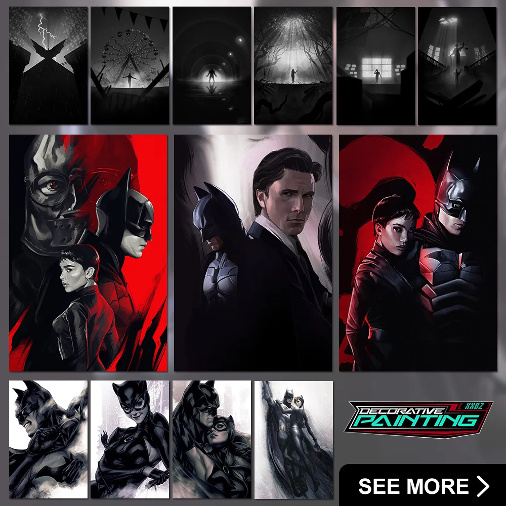 

Batman Canvas Wall Art Painting Catwoman Poster Joker Home Decoration Pictures Harley Quinn Printed Hd Mural Frameless Wallpaper