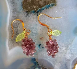 Green Leaf Y2K style super cute GRAPE earrings, fruit GRAPE earrings, fun cute earrings
