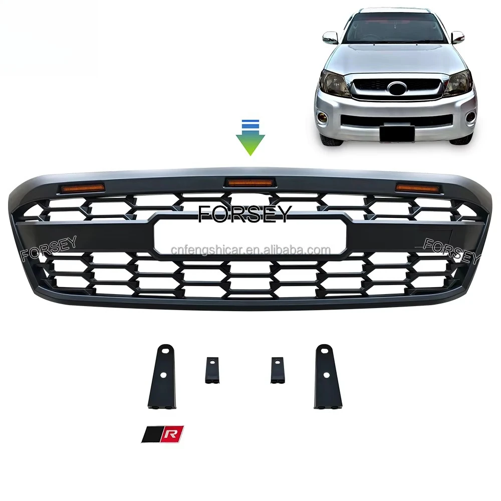 

Front Grille With LED for Hilux Vigo 2008-2011 Pickup 4X4 Accessories ABS Plastic Matte Black G-R Style