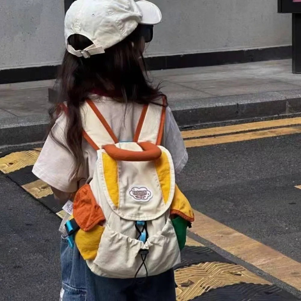 

Color Matching 2 Sizes Parent-child Bags Large Capacity Multi-pocket Drawstring Schoolbag Nylon Korean Style Kids Backpack