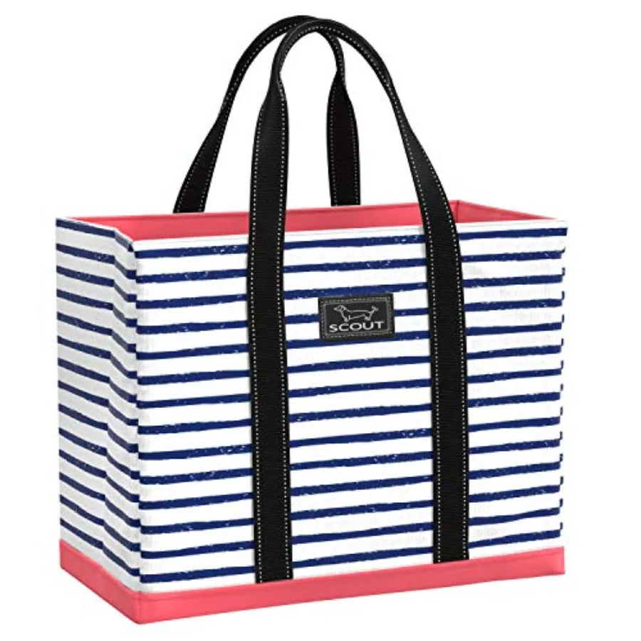 

Large Durable Lightweight Open-Top Tote Bag for Beach Pool and Lake Adventures with Interior Zip Pocket Compact Foldable Design