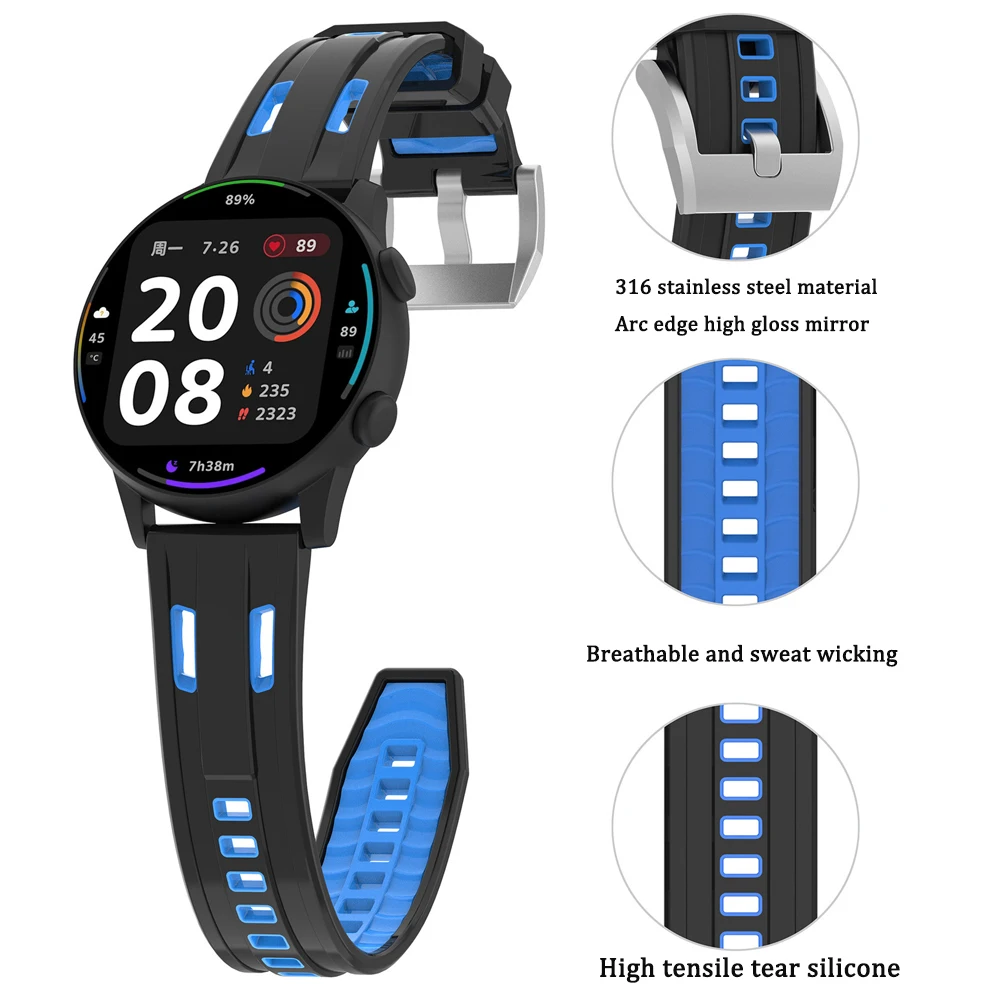 Силиконовый ремешок 22 мм 20 мм для Huawei GT5/GT5 Pro GT4 3 2 42 мм, браслет для Xiaomi Watch 2Pro S4 S3 S2 S1Pro, ремешок для часов Correa