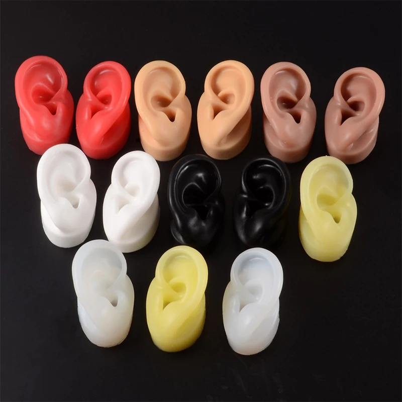 Modelo de oreja de silicona suave 1:1, herramientas de práctica de perforación, exhibición de joyería de pendiente, exhibición de acrílico,