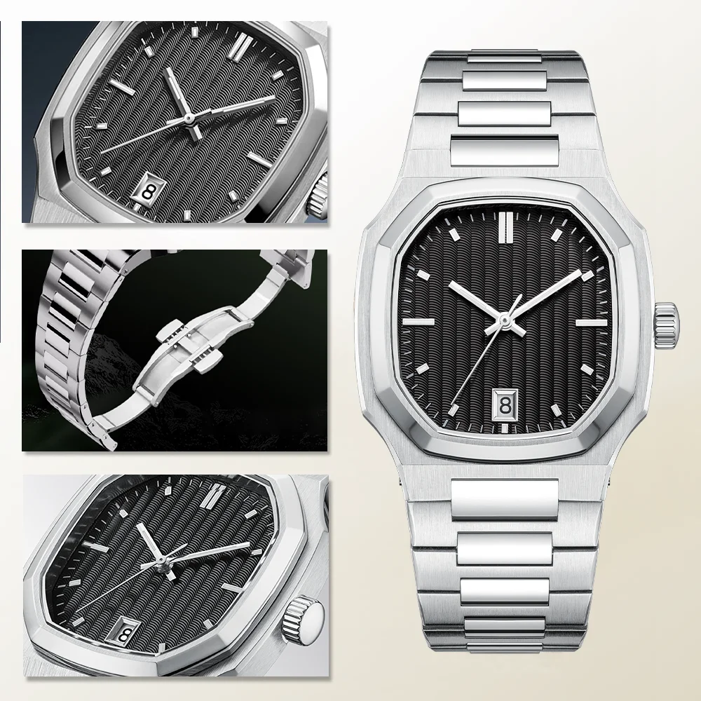 Commercio all'ingrosso 3d Stampa Quadrante Quarzo da uomo Lancette luminose 3atm Impermeabile Business Horloge Voor Heren Logo personalizzato Orologio classico da uomo