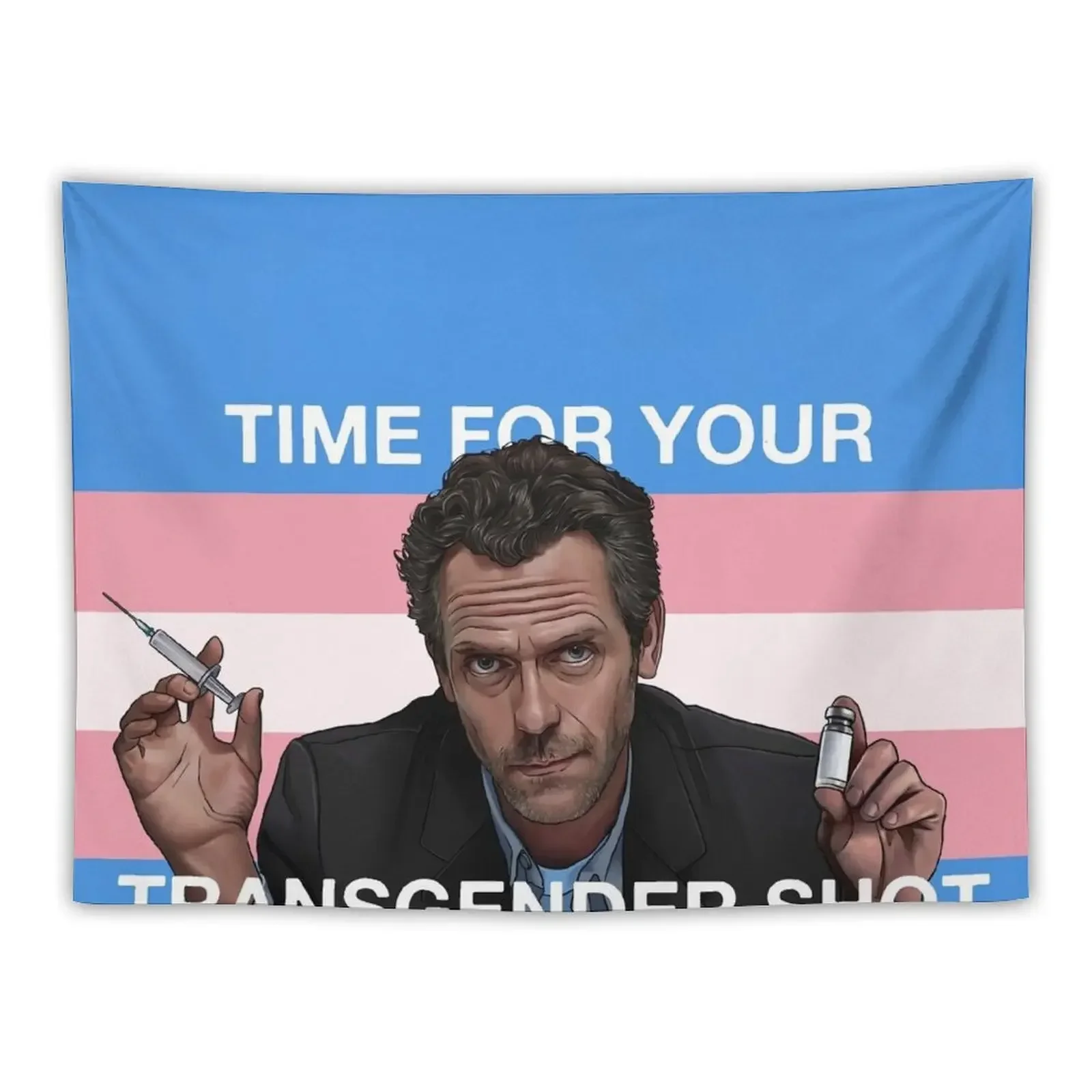 Dr. House Trans Flag Tapestry Art Mural Home And Comfort Decor Tapestry