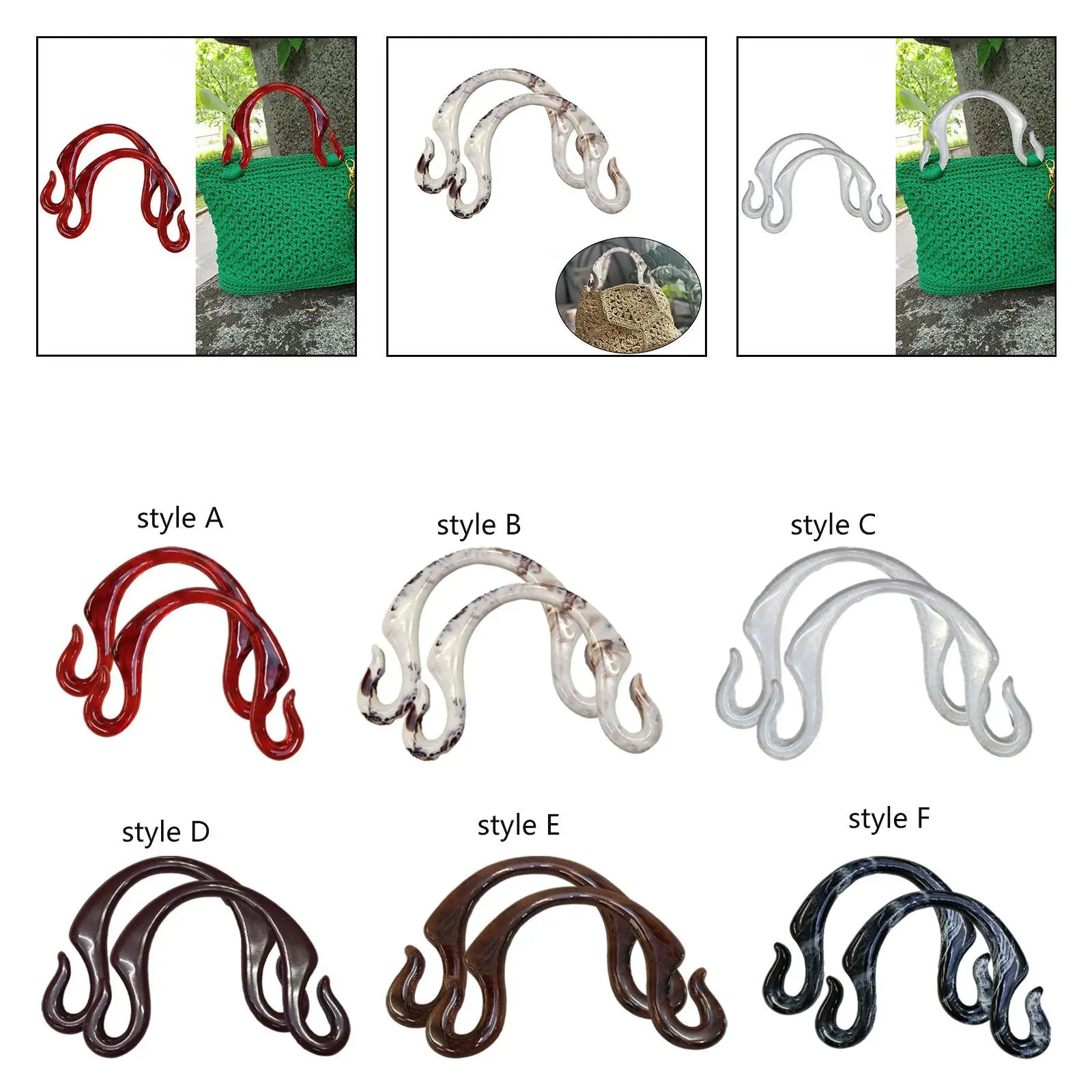 2x Resin Handbag Handles Practical, Direct Replaces Multifunctional Purse Handle