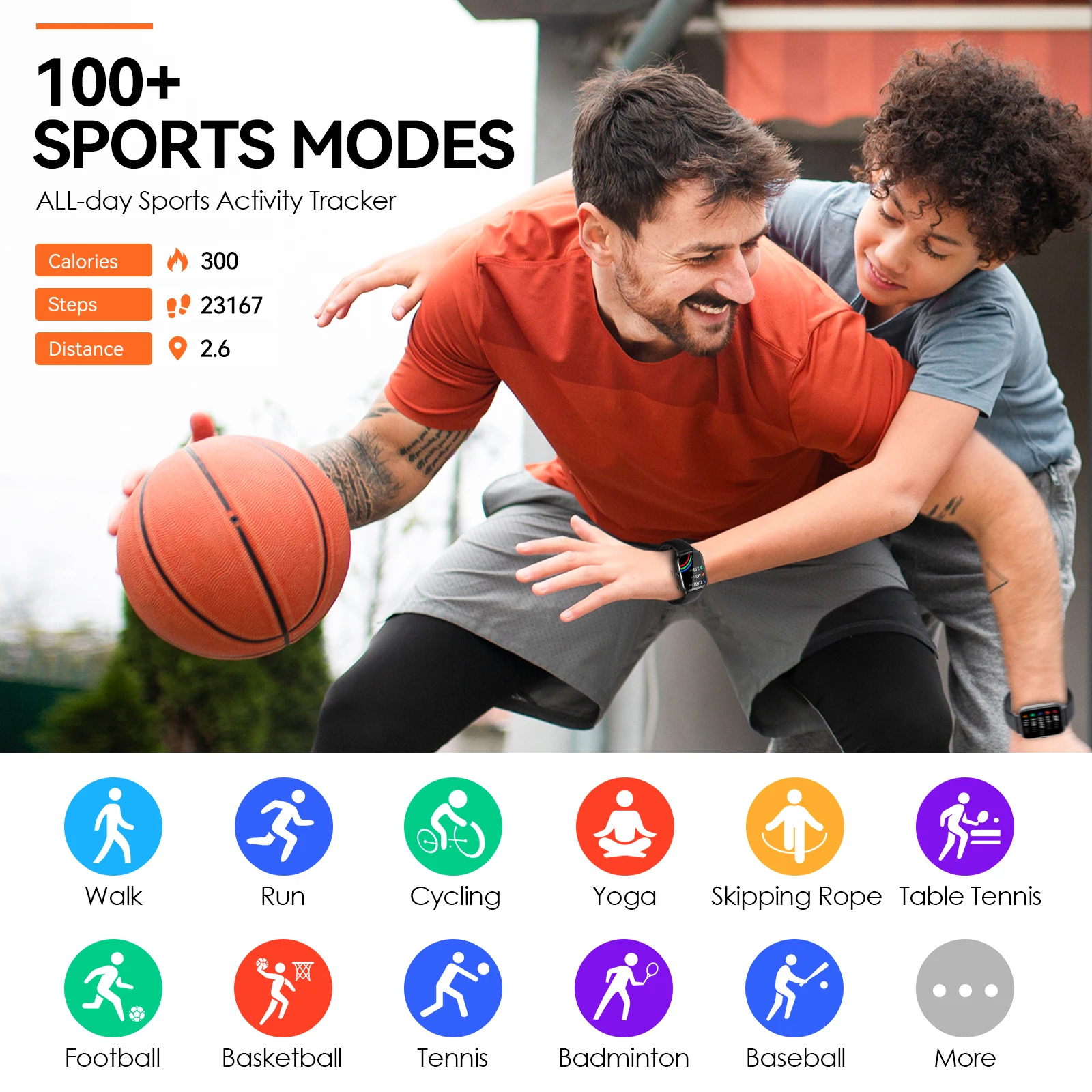 EIGIIS Smart Watch for Men Waterproof Fitness Tracker 100+ Sports Modes Watch with Heart Rate Sleep Monitor Pedometer Compatible