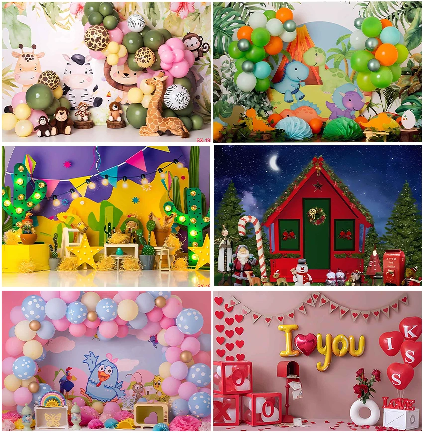 

Balloons Backgrounds Photographic Cake Smah Animals Color Kids Birthday Baby Portrait Wedding Backdrops Studio Banner Photocall