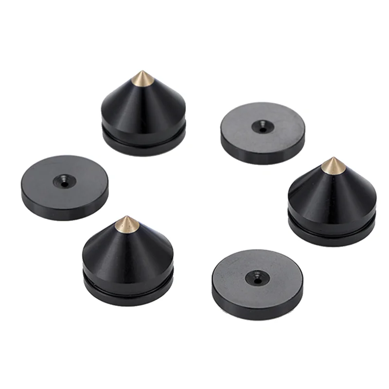 8 Set Speaker Stand Feet Foot Pad Aluminium Alloy Metal Spikes Cone Floor Foot Nail Black