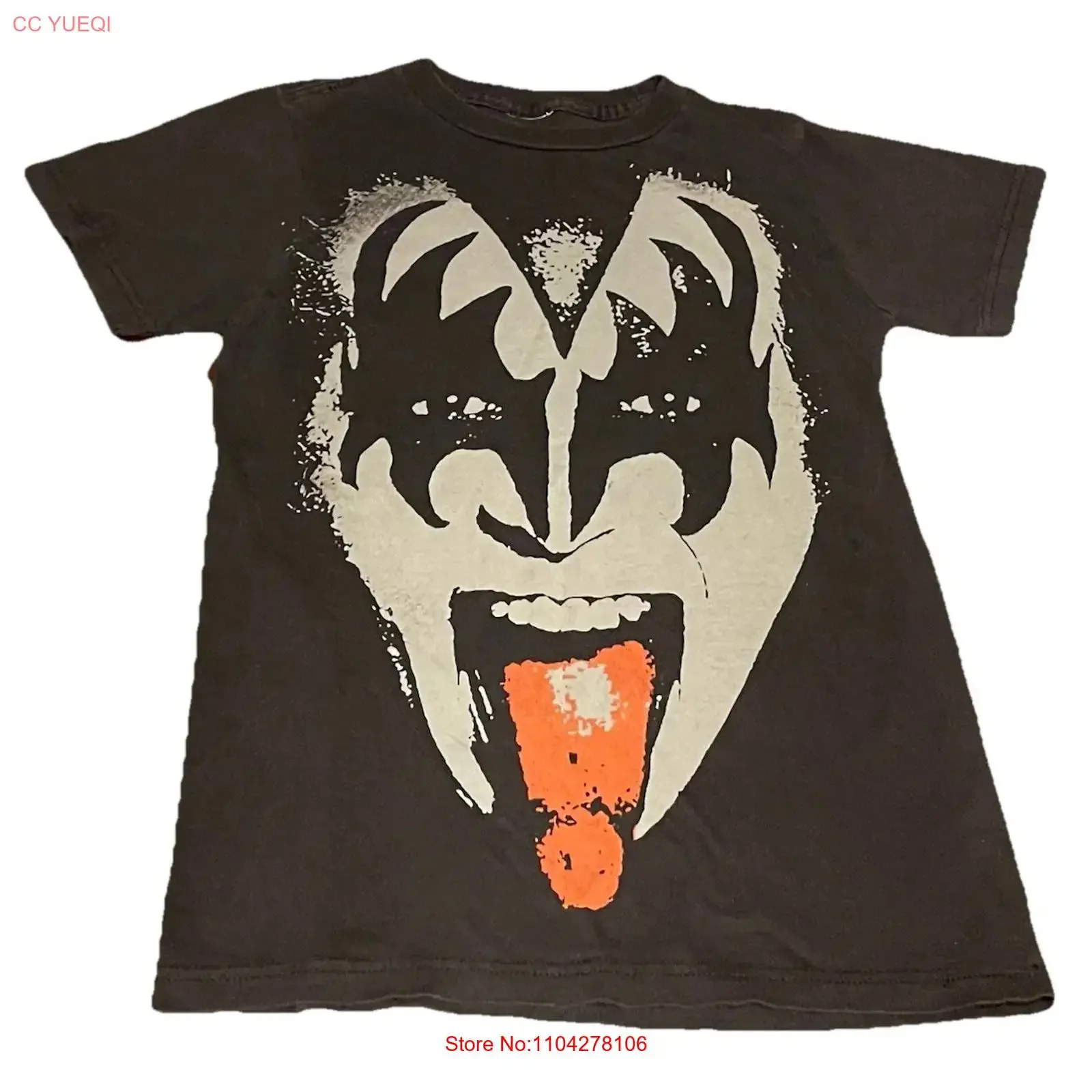 Camiseta Vintage Kiss talla XS gris oscuro Gene Simmons Rock 80s vintage ropa de diseñador gráfico de moda lavada estilo vintage suave unisex