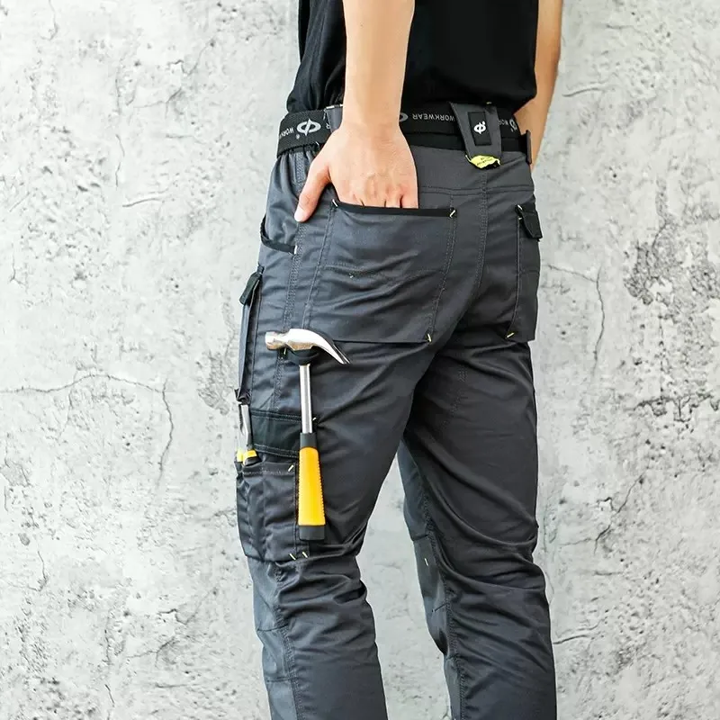 Men Working Pants Multi Functional Pockets Wear-resistance Workwear Trousers High Quality Work Mechanic Repair Mens Cargo Pants