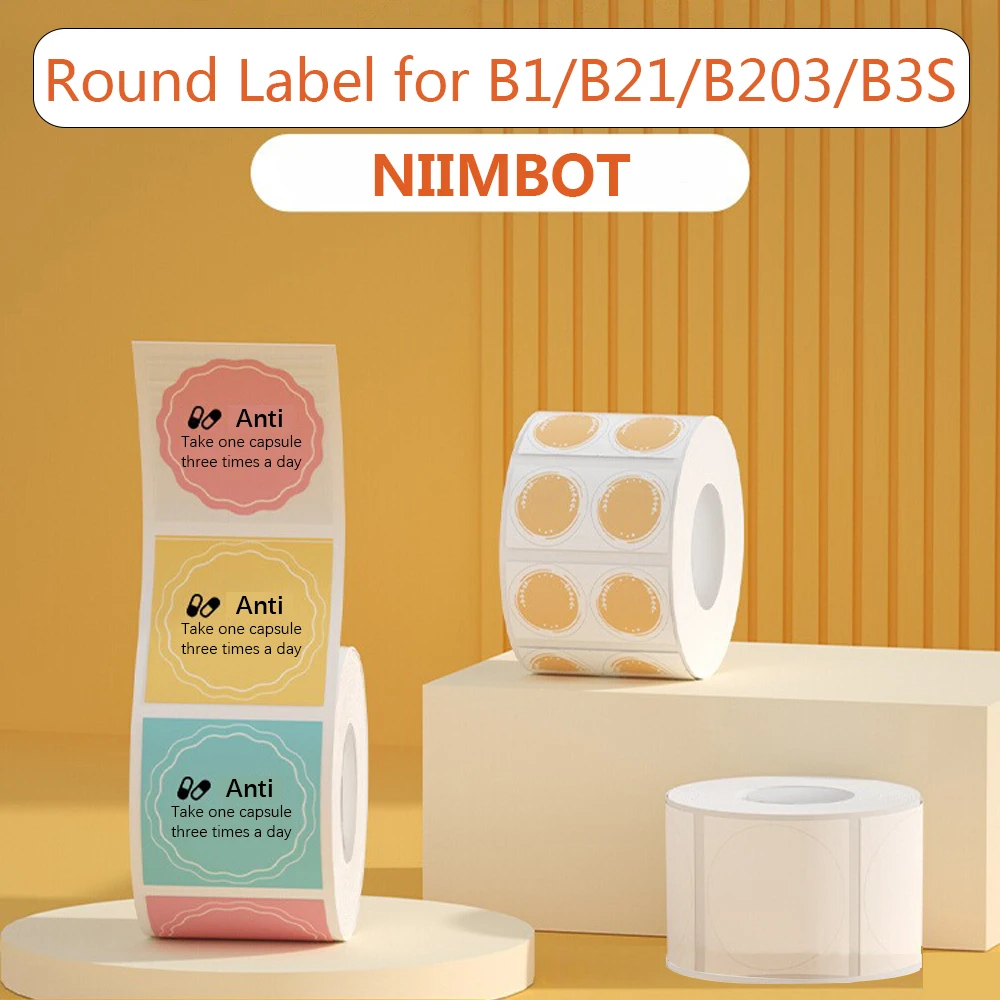 NiiMBOT B21 B3S B1 Round Label Printing Sticker Self-adhesive Thermal Waterproof Digital Number Cake Sealing Sticker Paper