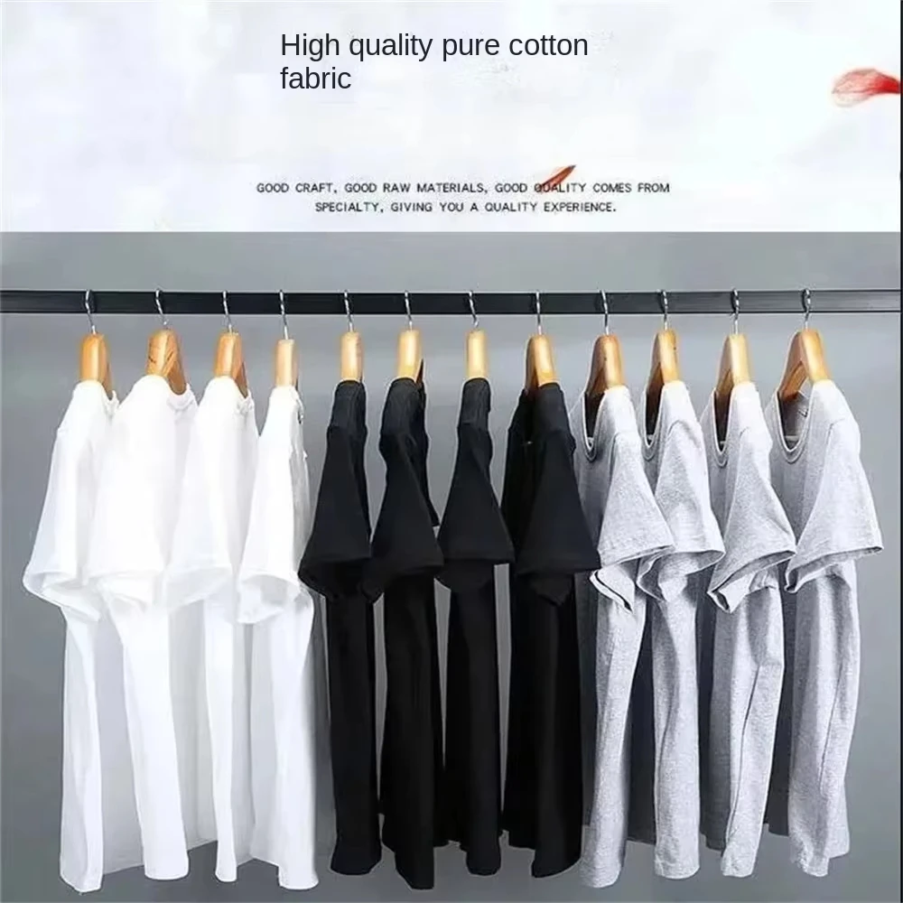 2026 New Eco Friendly Comfortable Pure White Heavy T Shirt Mens Summer Pure Cotton Short Sleeve Unisex Streetwear Fashion