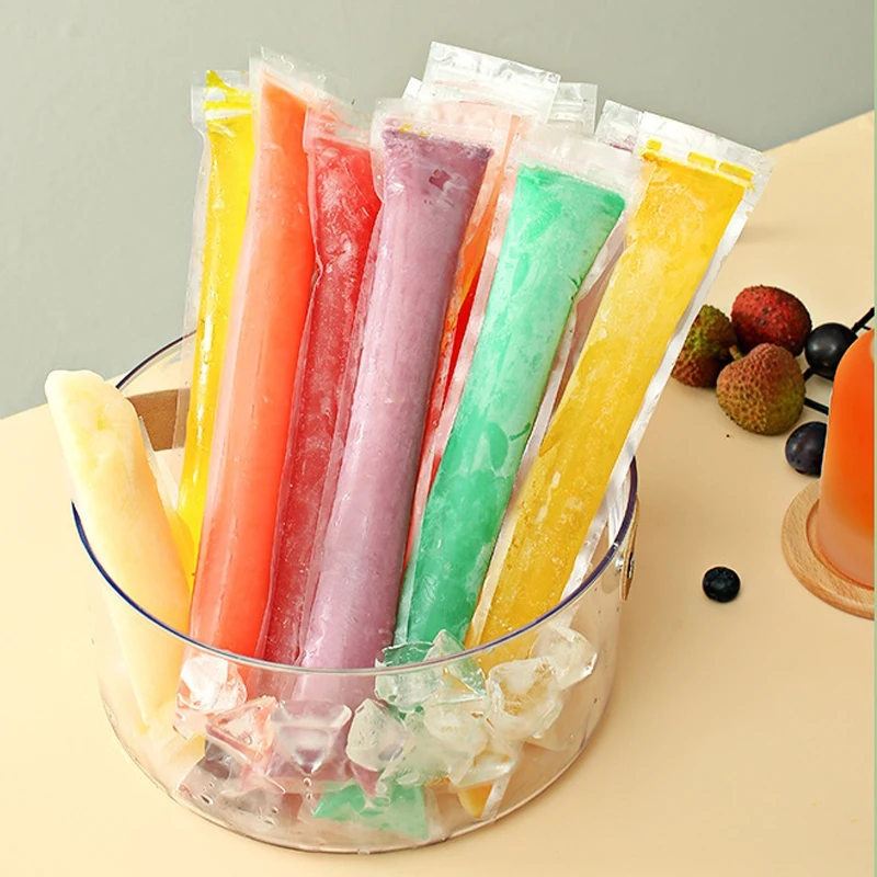 

200PCs Disposable Ice Popsicle Mold Bags Bpa Free Freezer Tubes with Zip Seals Yogurt Sticks Juice Fruit Smoothies Ice Pops