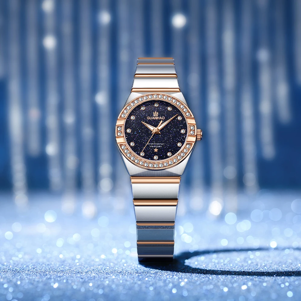 Women Quartz Wristwatches Starry Dial Waterproof Diamond Luxury Watch Simple Fashion Lady Elegant Gift