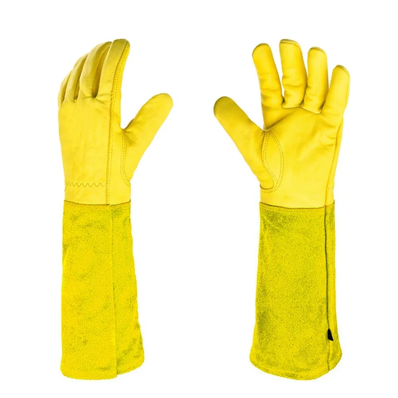 Rose Snoeihandschoenen voor mannen en vrouwen Lange doornbestendige tuinhandschoenen Ademend leer Beste tuincadeau S-[A002]