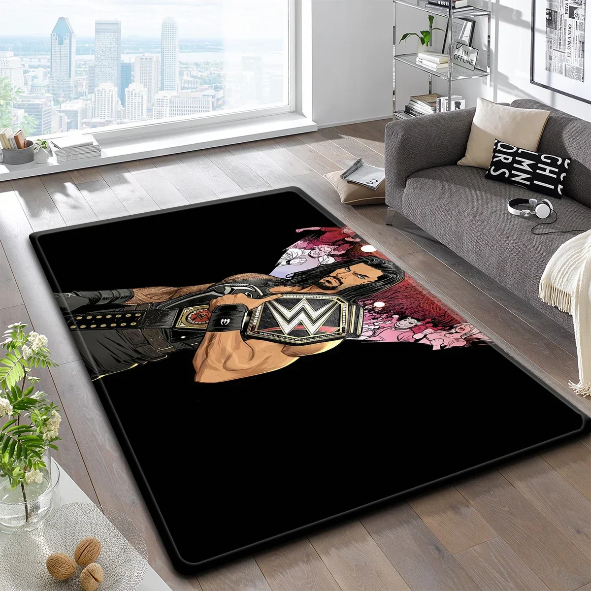 W-WWE World Wrestling LOGO TV GAME Carpet Kitchen Mat Entrance Doormat Bedroom Decoration Living Room Bathroom Anti-slip Rug