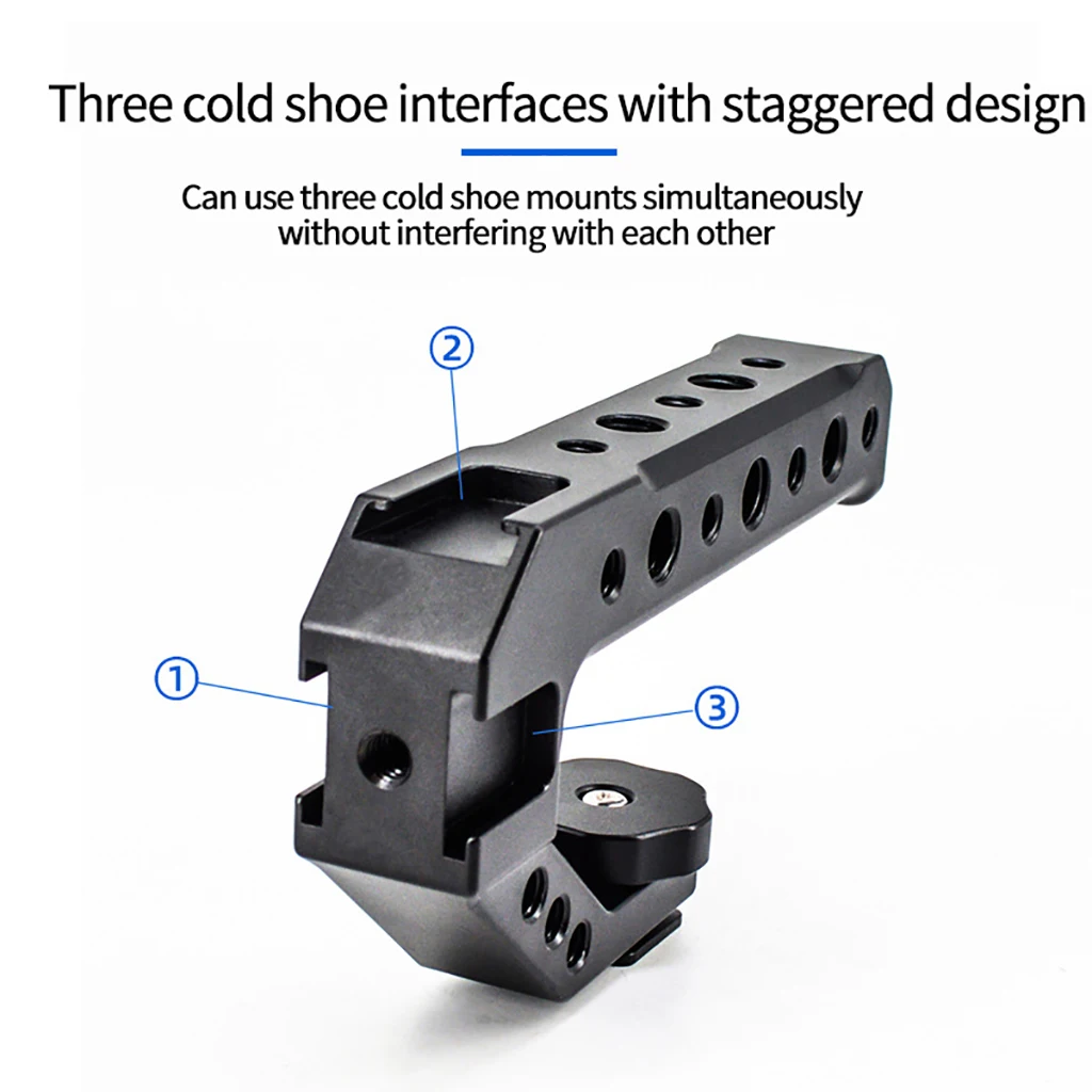 Universal DSLR Camera Rig Top Handle Quick Release Three Cold Shoe Adapter Mount for LED Light Microphone Metal Handle Grip