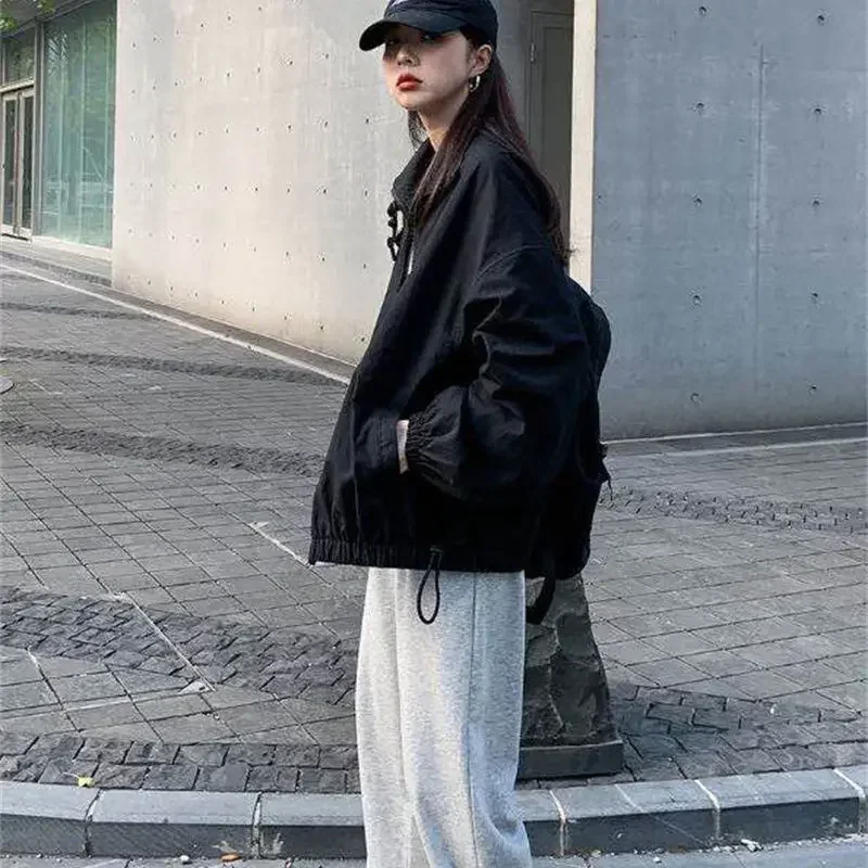 Oversize Jacket Woman 2023 Spring Streetwear Korean Style Coat Harajuku Jacket for Women Zip Up New In Outerwears Windbreaker