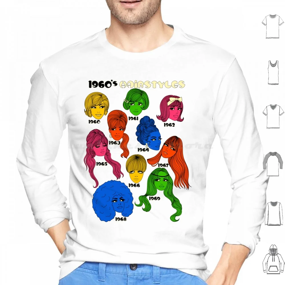 Peinados de los años 60 Sudaderas con capucha Manga larga Années 1960 Groovy 60 Moda retro Peinados Colmena