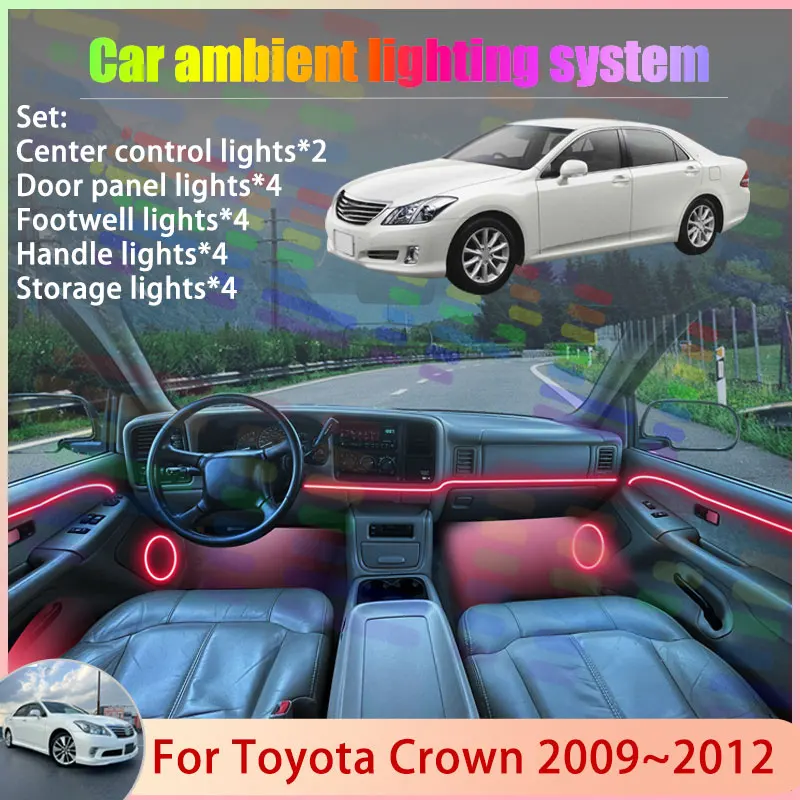 

For Toyota Crown MK13 S200 2009~2012 2010 2011 2/18 in 1 Car Atmosphere Light Lamp RGB Shade Ensemble Streamer Atmosphere Set