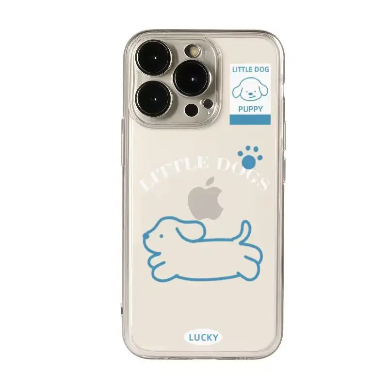 Custodia per telefono Dog Running per iPhone 16 15 14 13 12 11 Pro XS MAX 7 XR 8 7 Plus Cover trasparente Fundas