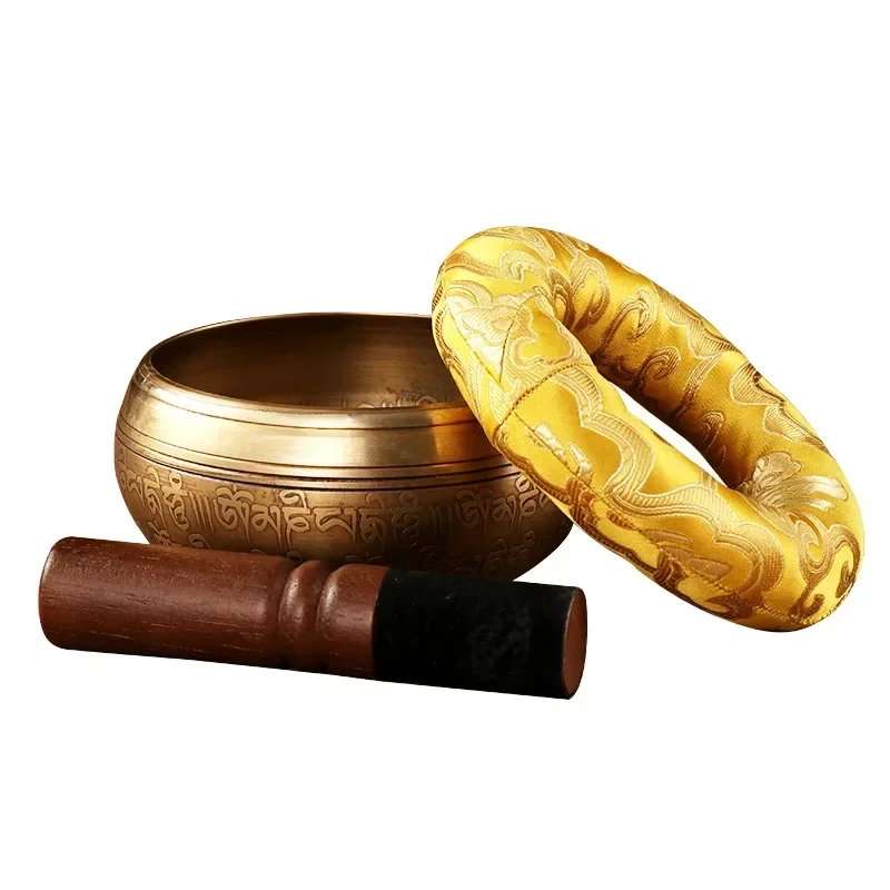 12CM Nepal Handmade Singing Bowls Set Buddha Mantra Design Tibetan Sound Bowl for Yoga Chanting Meditation Decoracion