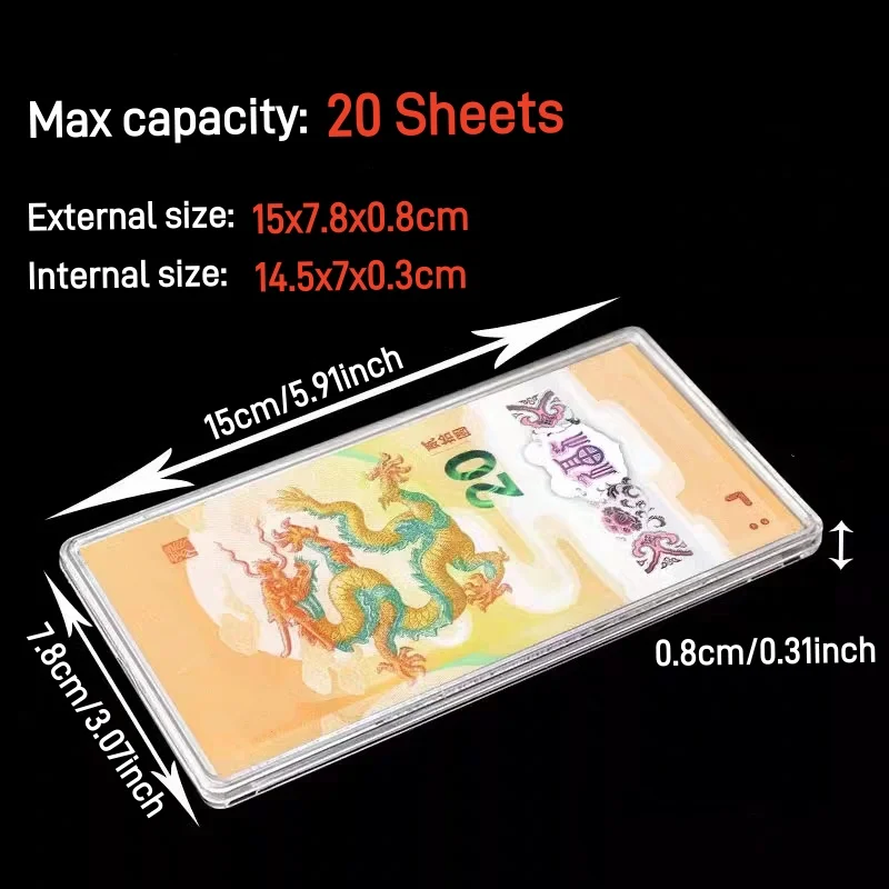 1-10pcs Clear Plastic Collectible Banknote Organiser Commemorative Banknote Protective Case Souvenirs Paper Currency Protector