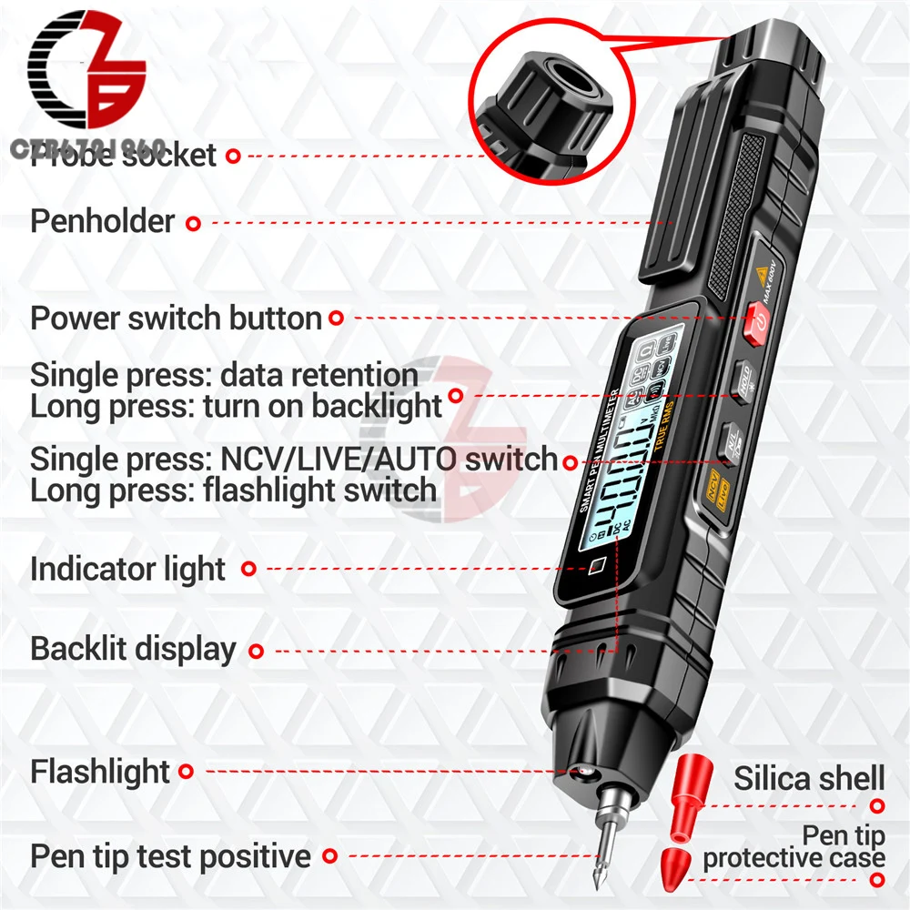 ANENG A3005 Digital Multimeter Pen Type 4000 Counts Professional Meter Non-Contact Auto AC/DC Voltage Ohm Diode Tester Voltmeter