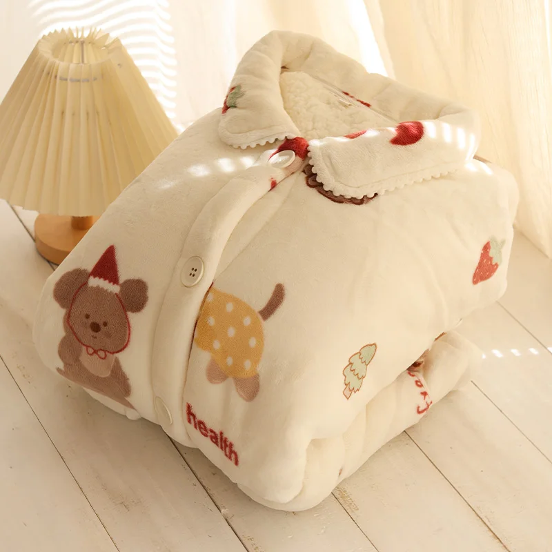 

Зимние плотные теплые женские коралловые бархатные пижамы с героями мультфильмов, милый бархатный зимний комплект домашней одежды с изображением ягненка