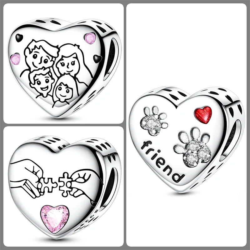 3 Stück 925 Sterling Silber Charm-Perlen-Set Mama Papa Schwester Katze Schmetterling Schleife Liebe Charms für DIY Armband Halskette Schmuckherstellung – Detail 24