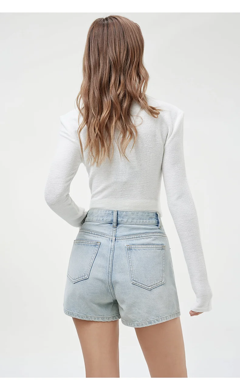 Blue high waist wide leg casual shorts Ladies 2025 spring/summer new loose hot pants A-line thin wide leg denim shorts