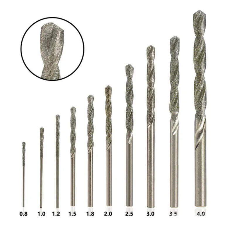 5-10pcs Diamond Drill Bits Twist Drill Bit Hole Drilling Tools For Glass Tile Stone Diamond Glass Tile Stone Tipped Hole 0.8-4mm