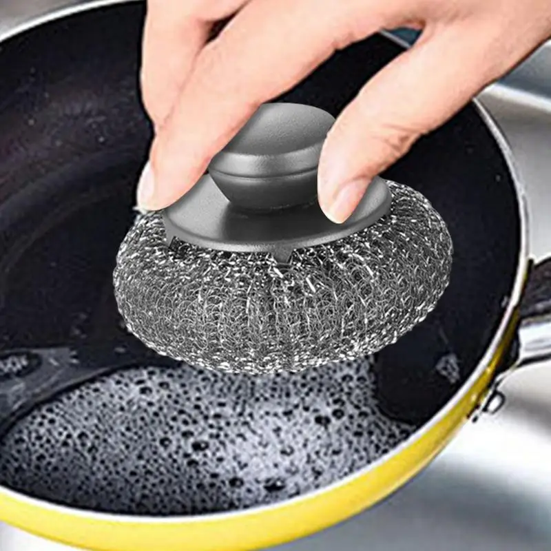 Stainless Steel Scourers Sponges Stainless Steel Dish Scrubber Brush For Cleaning Stainless Steel Steel Wool Brush For Iron Pots