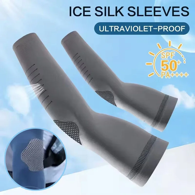 Summer Sun Protection Ice Silk Sleeves Quick Drying Cycling Sleeves Breathable Cooling Sweat Absorbing Elastic Hiking Sleeves