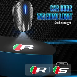 2PCS R S Logo Emblem Universal LED Car HD Door Light Courtesy Projector Lamp USB Rechargeable For jaguar XF X-Type F-Pace