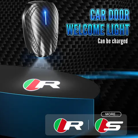 2PCS R S 로고 엠 블 럼 범용 LED 자동차 HD 도어 라이트 의례 프로젝터 램프 USB 재규어 XF X 형 F-pace 충전식