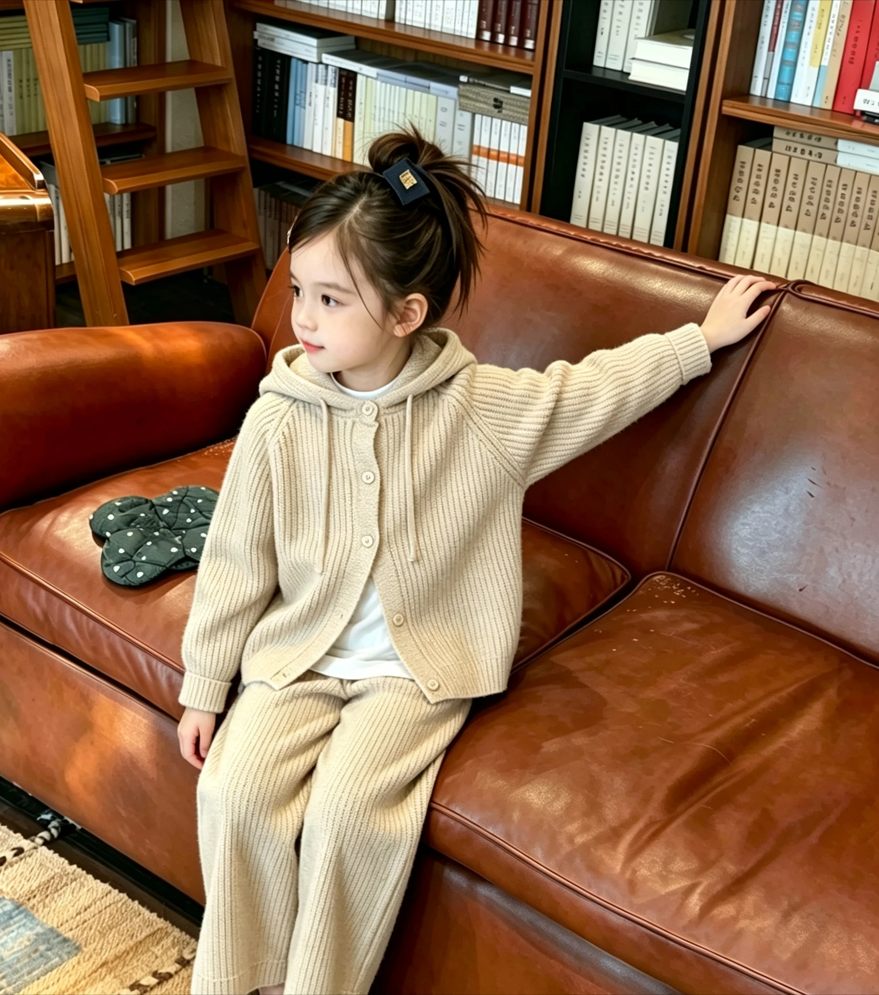 2026 Autumn and Winter Girls' Set New Western-style Knitted Sweater Jacket Straight Leg Pants Casual Two-piece Set