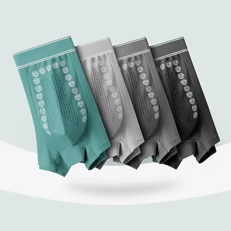 3Pcs/lot Men's Boxer Massage Pants Autumn Winter Comfortable Breathable Energetic With Mid Waist Flat Angle Four Cornered Pants