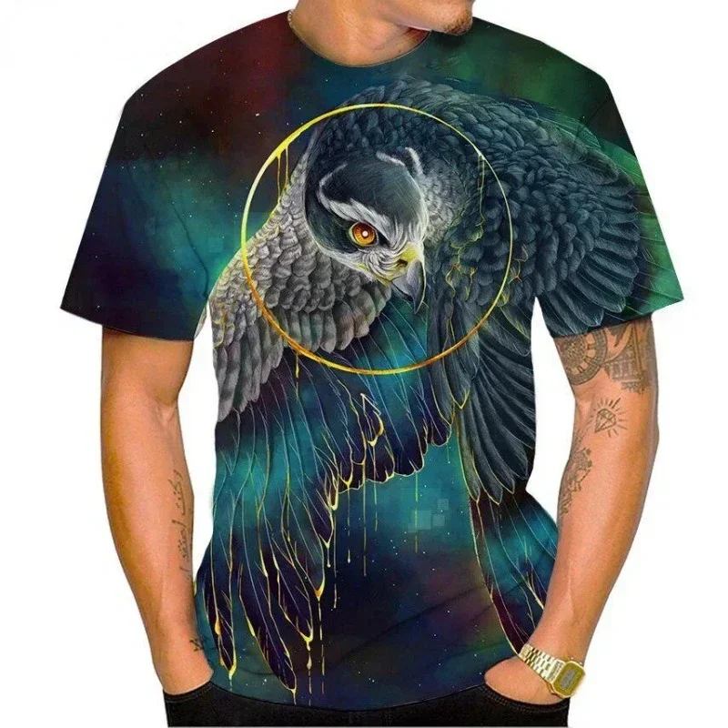 

Fashion Casual Animal Eagle Hip Hop Rock Personality T Shirts New Eagle 3D Print Short Sleeve T-shirt Creative O-neck Tees Tops