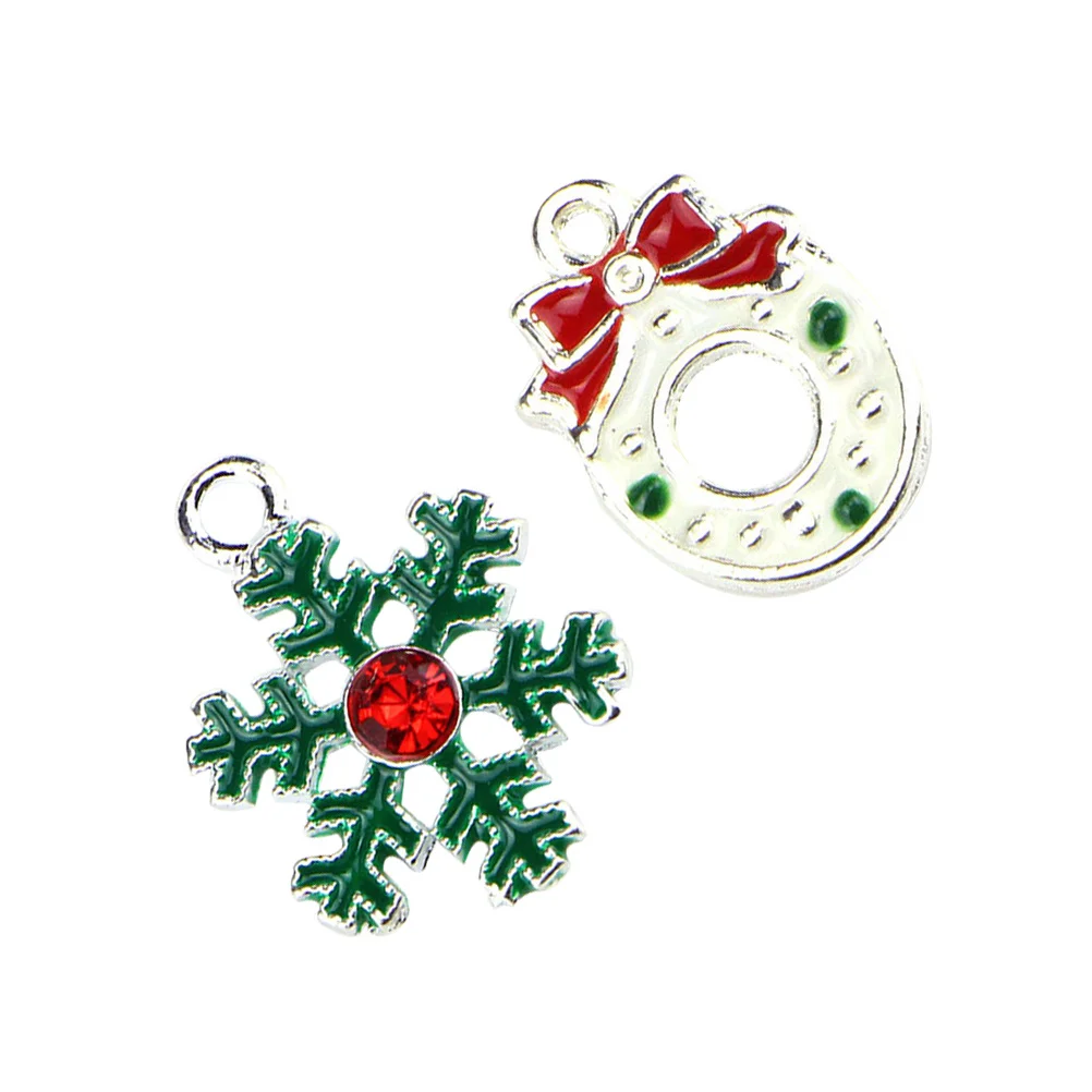

20Pcs Oil Drip Alloy Charm Pendant DIY Set Christmas Snowflake Wreath Necklace Bracelet Craft Accessories Jewelry Pendants