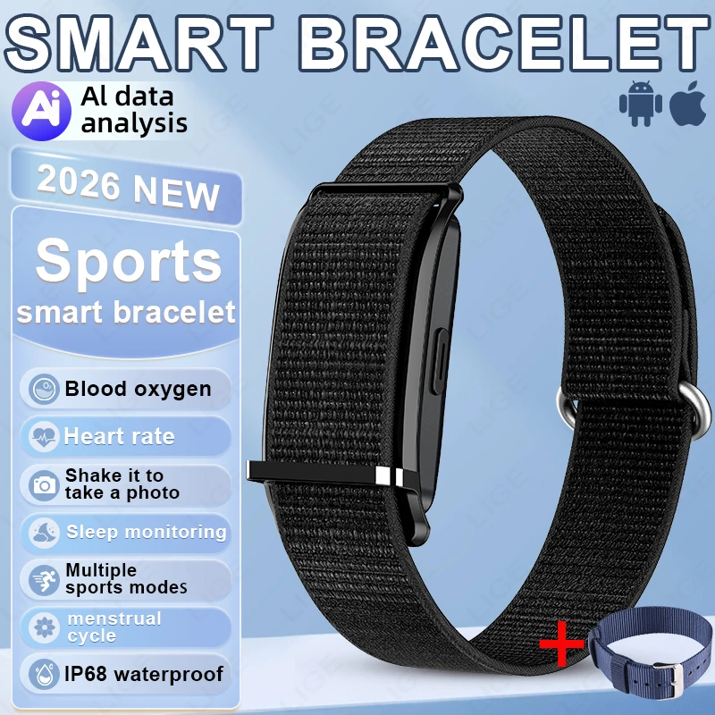 

2026 New Smart Bracelet No Screen Fitness Tracker Pedometer Breathable Sport Wristband Call Alert Heart Rate Monitor Smart Watch