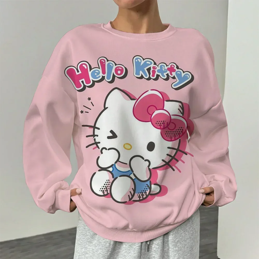 المرأة 3D مطبوعة هوديي الخريف الشتاء لطيف الكرتون جولة الرقبة البلوز طويلة الأكمام عارضة فضفاض أعلى الملابس