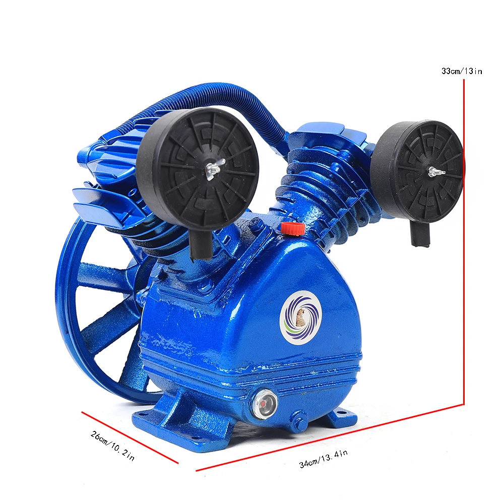 US 3HP 250L/min 115PSI V tipo cabezal de bomba de compresor de aire de doble cilindro de una sola etapa